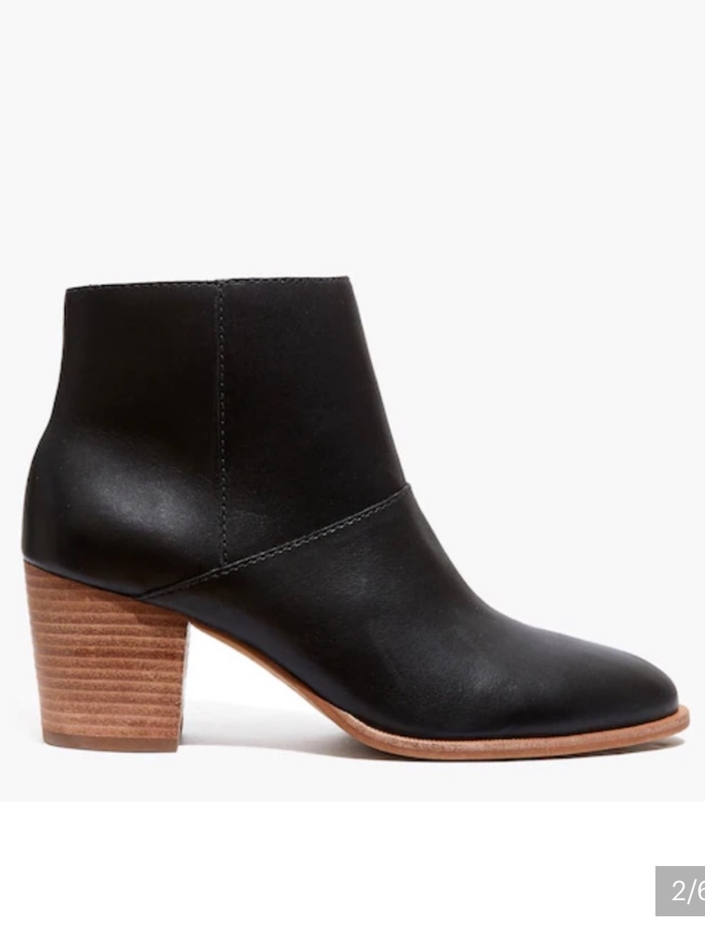 Madewell the Rosie Black Leather Ankle Boots Booties Stacked Heel 9.5 (fits 9) - Picture 2 of 7